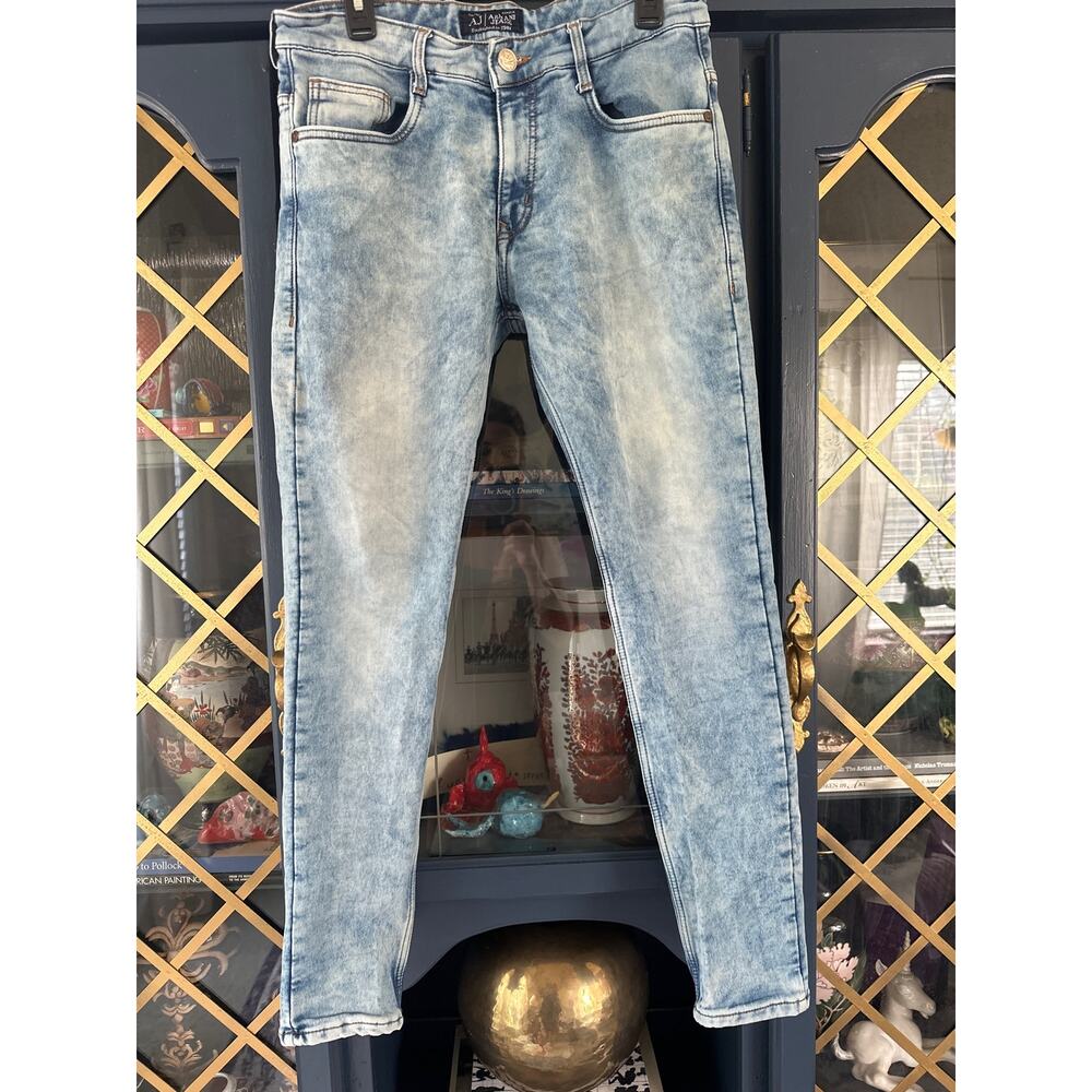 Vintage AJ Armani Jeans Acid wash stone wash Mens slim straight 32 x 30  90s